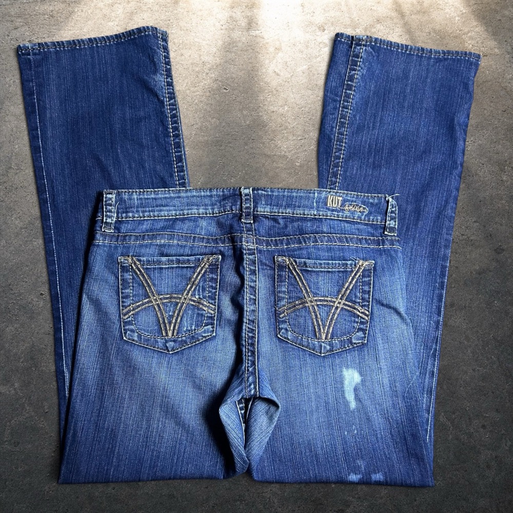 KUT from the Kloth So Low Bootcut Jeans Blue Y2K Retro Denim Size 12